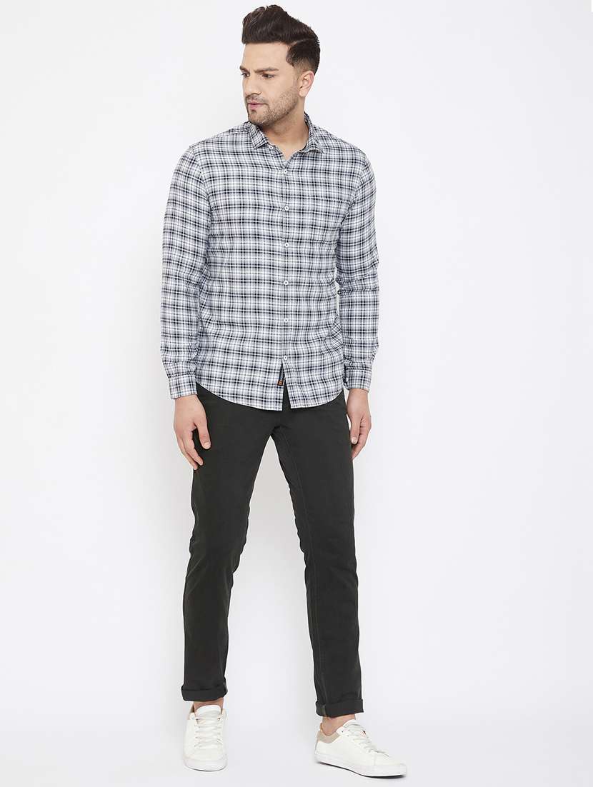 olive green solid chinos - 17521024 - Standard Image - 3