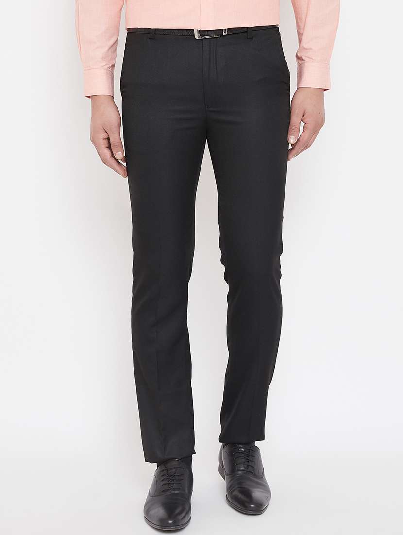 black solid flat front formal trouser - 17521032 -  Zoom Image - 0