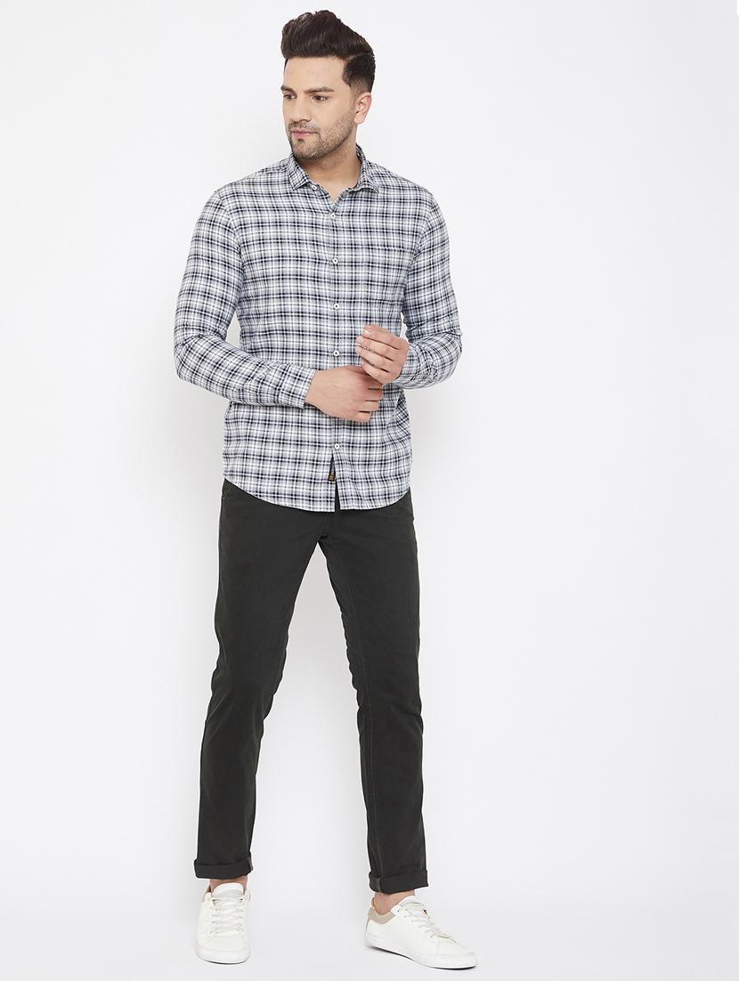 grey checkered casual shirt - 17521035 - Standard Image - 3