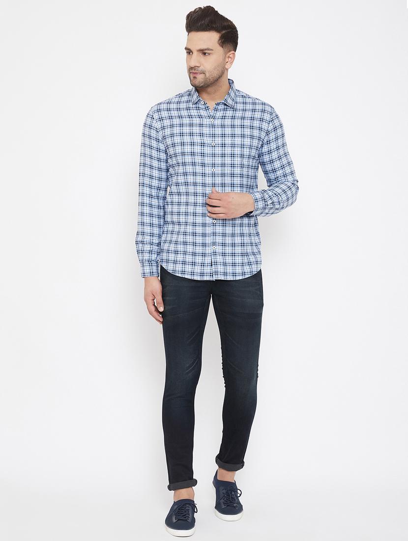 light blue checkered casual shirt - 17521036 - Standard Image - 3