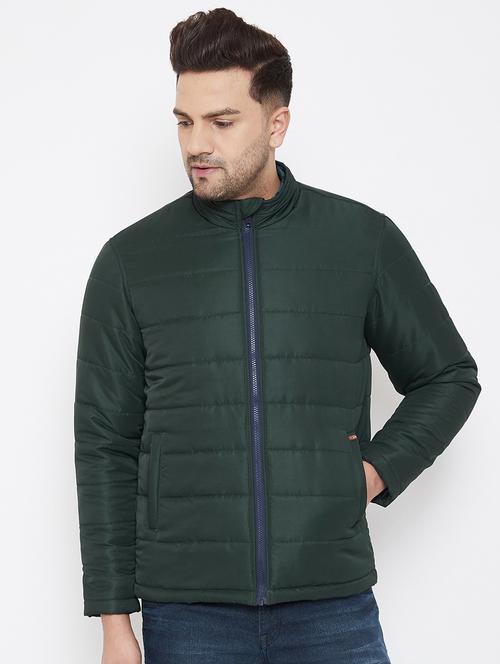 green solid quilted jacket - 17521055 - Standard Image - 0