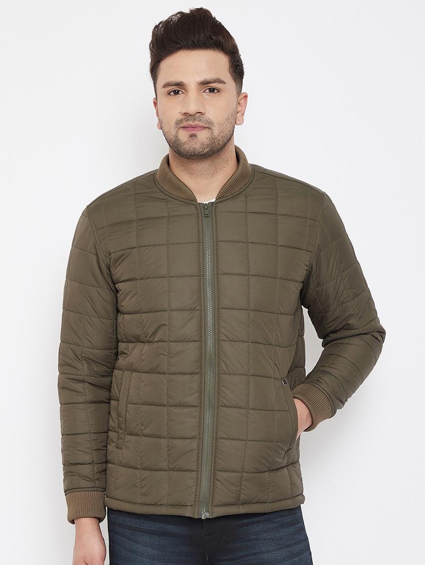 olive green solid quilted jacket - 17521059 - Zoom Image - 0