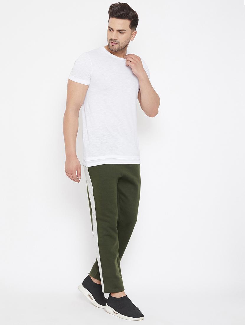olive green side striped track pant - 17521062 - Standard Image - 3