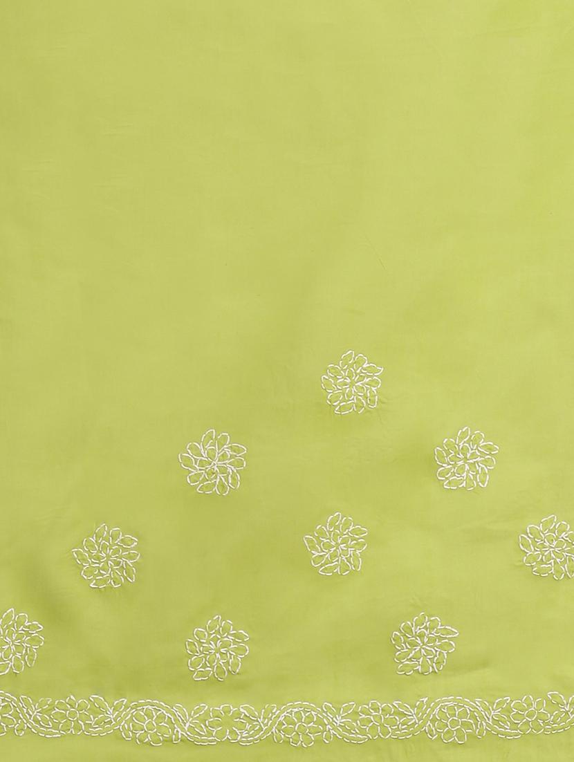 lime green chikankari saree with blouse - 17522322 - Standard Image - 3