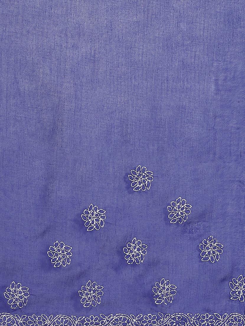 floral motifs chikankari saree with blouse - 17522323 - Standard Image - 3