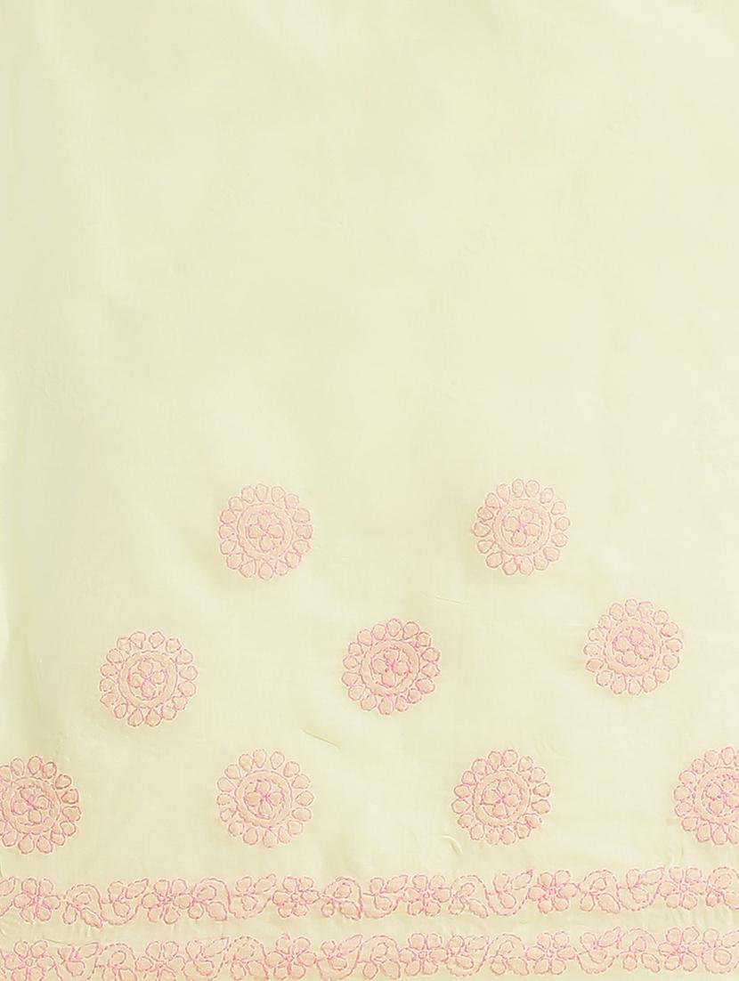 mellow yellow chikankari saree with blouse - 17522328 - Standard Image - 3