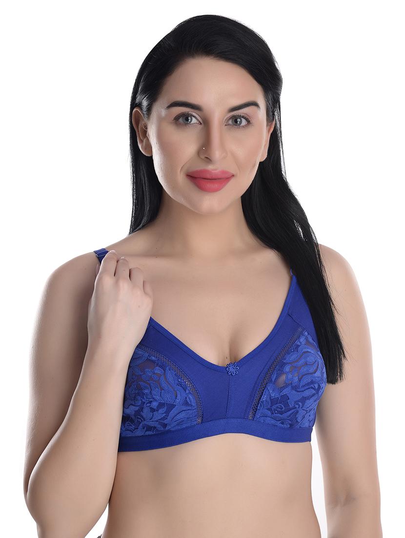 blue lace detailed regular full coverage bra - 17522472 - Zoom Image - 0