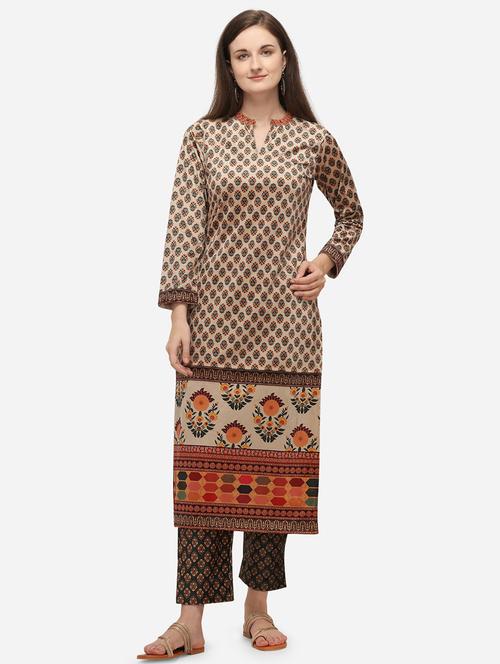 offwhite velvet kurta pant set - 17523187 - Standard Image - 0