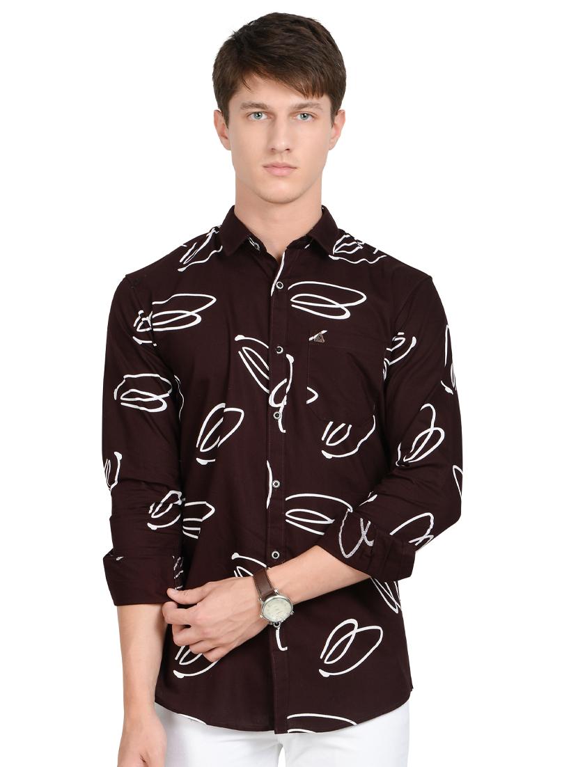 brown printed casual shirt - 17524047 -  Zoom Image - 0