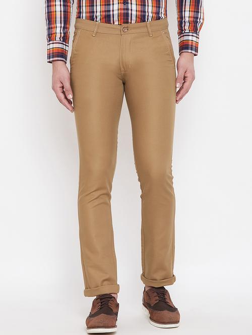 khaki solid chinos - 17524108 - Standard Image - 0