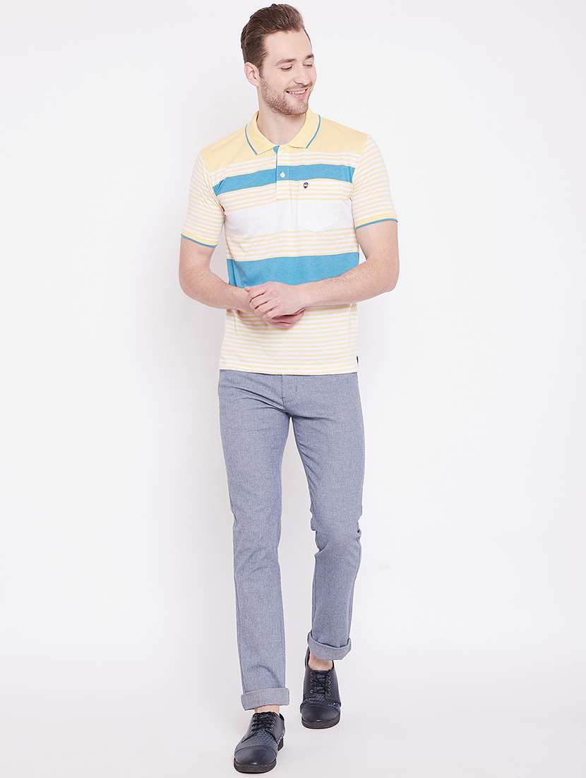 blue solid chinos - 17524110 -  Standard Image - 3