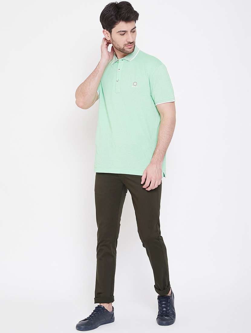 olive green solid chinos - 17524112 -  Standard Image - 3