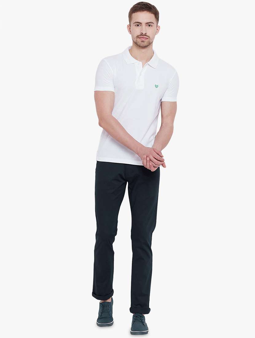 navy blue solid chinos - 17524113 -  Standard Image - 3