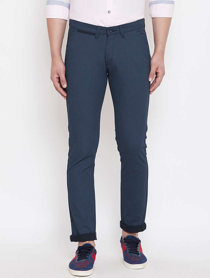 navy blue solid chinos