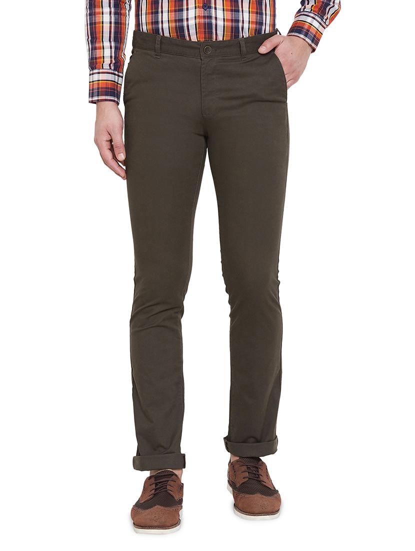 olive green solid chinos - 17524116 - Zoom Image - 0