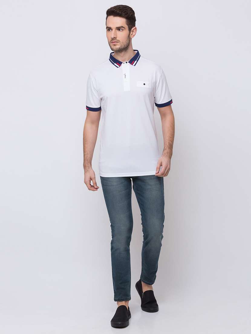 white solid polo t-shirt - 17524612 -  Standard Image - 3