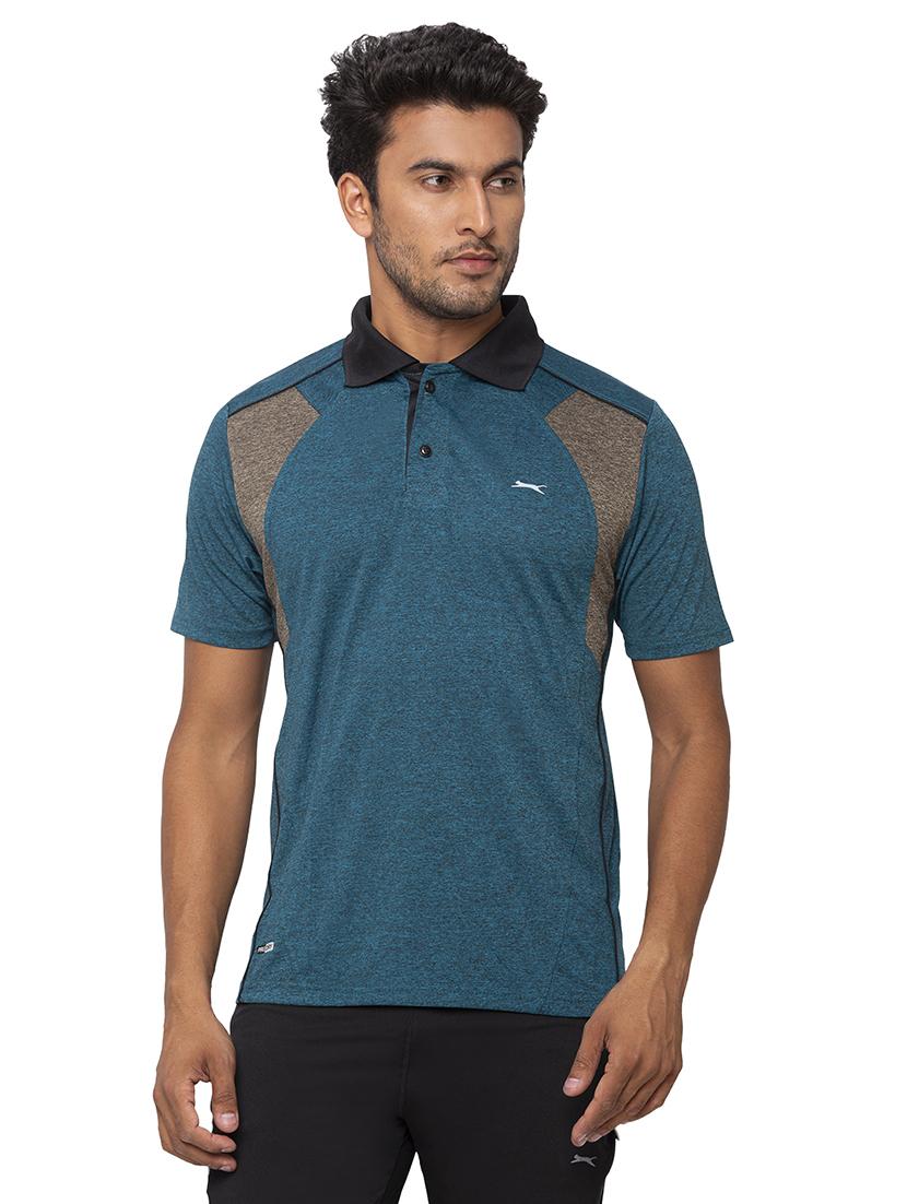 blue color block polo t-shirt - 17524638 - Zoom Image - 0