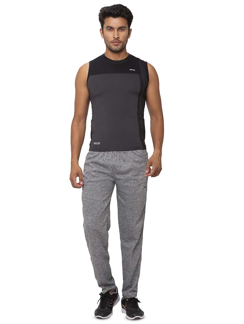 grey solid full length track pant - 17524648 -  Standard Image - 3