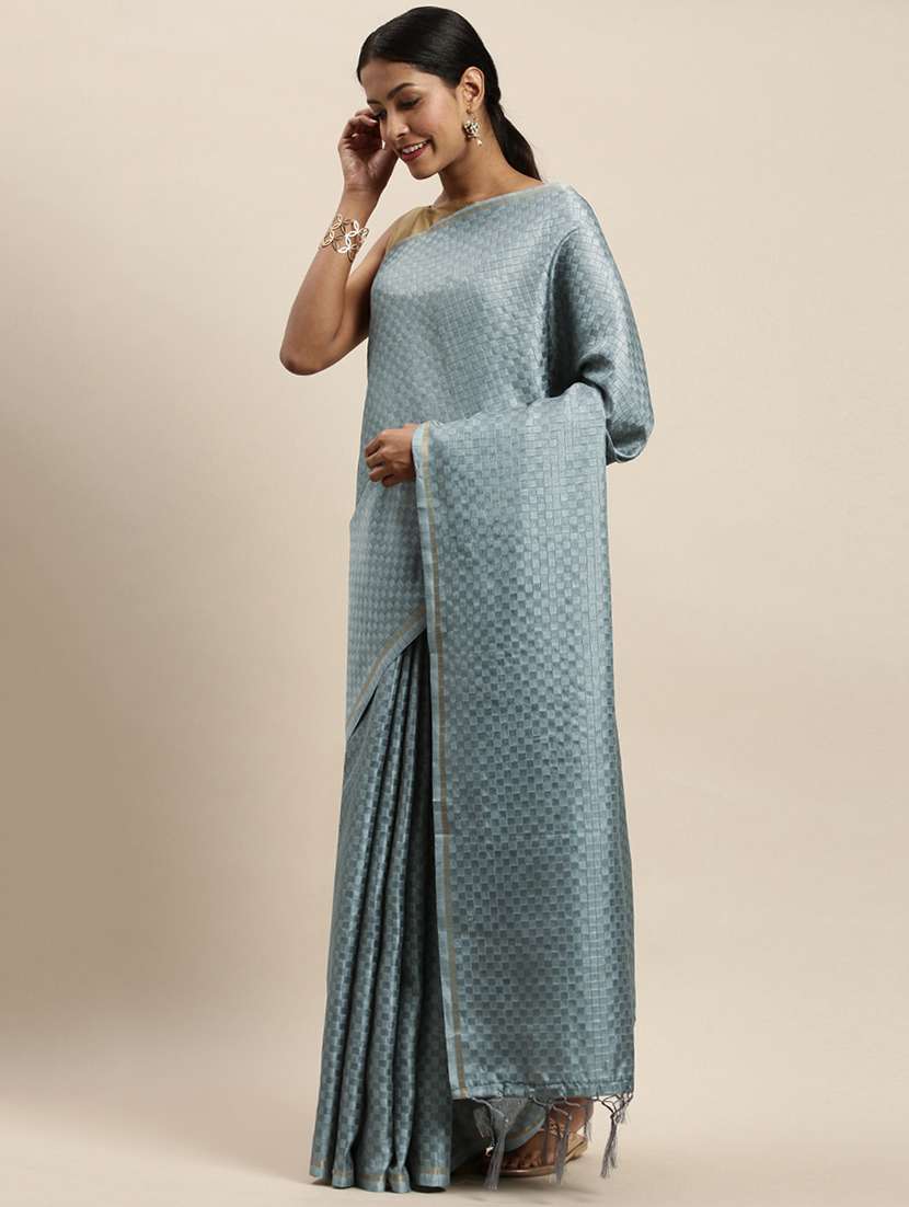 solid woven saree with blouse