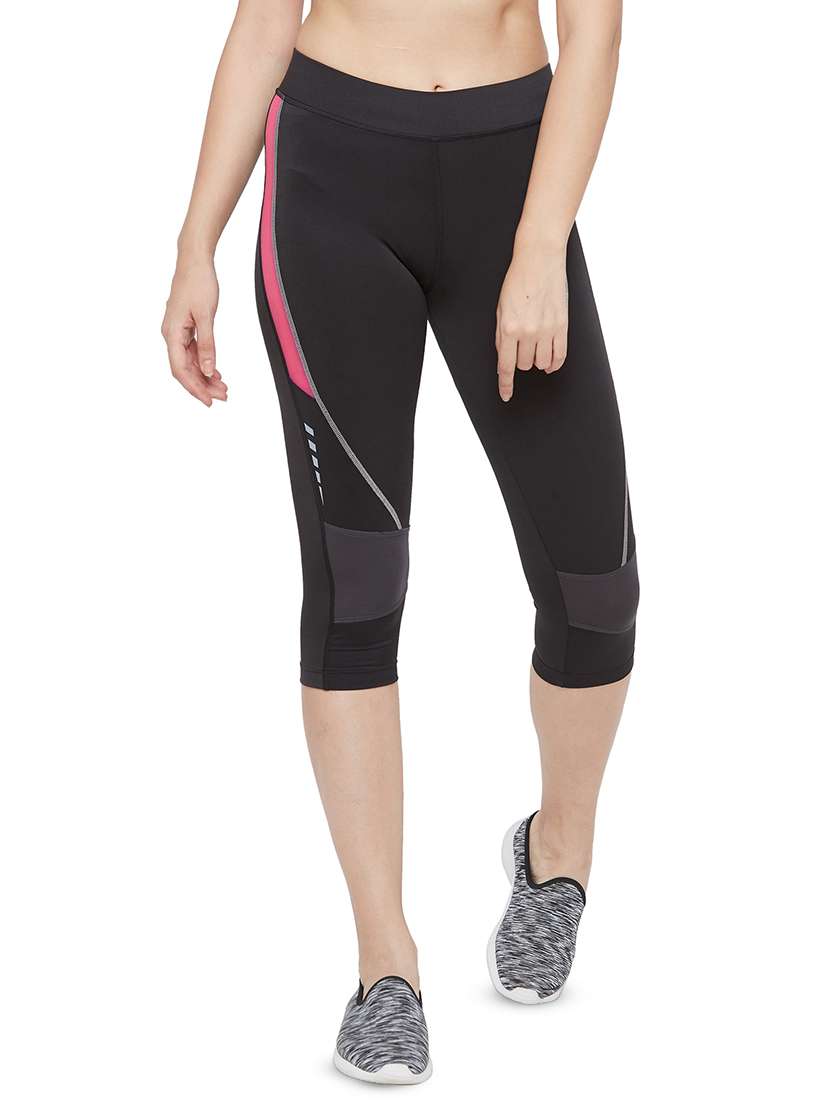 black poly spandex sports capris - 17525191 - Zoom Image - 0