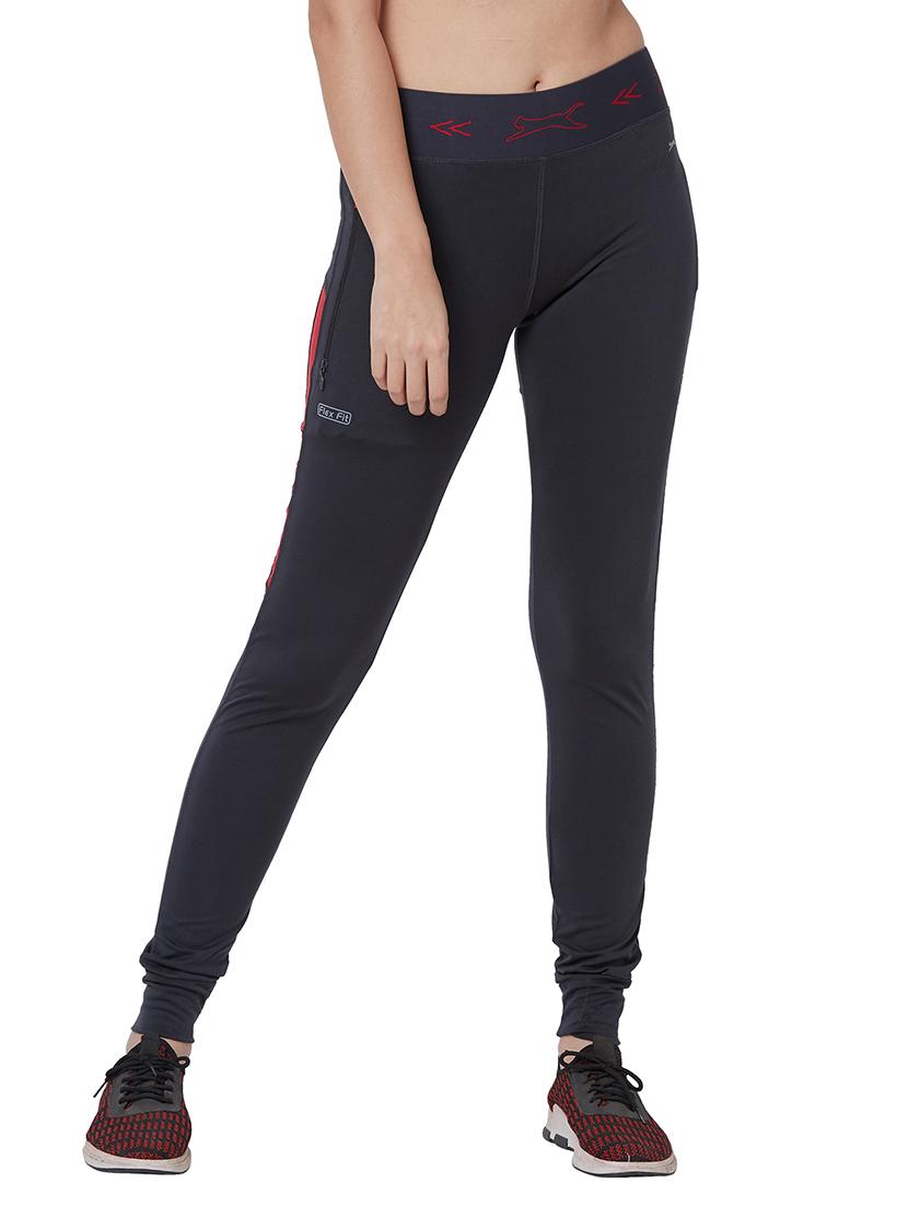 grey poly spandex track pants - 17525335 - Zoom Image - 0
