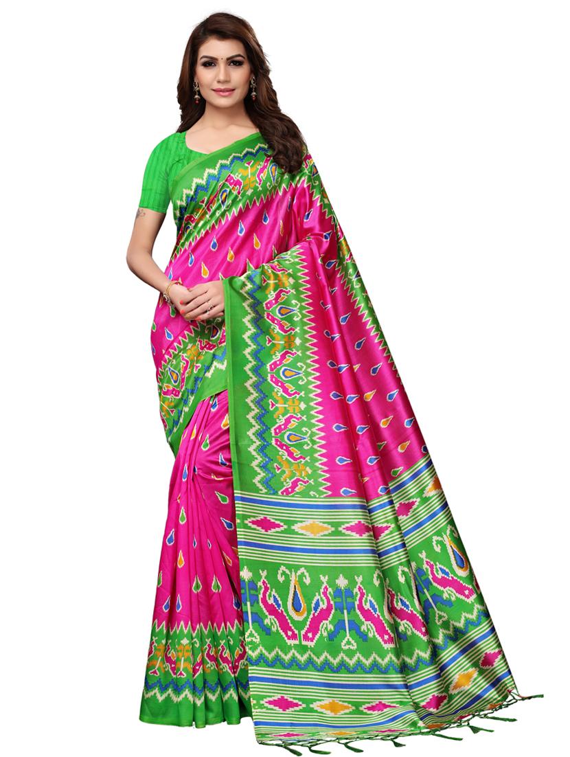 ikat printed saree with blouse - 17526668 - Zoom Image - 0