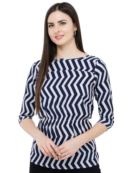 boat neck chevron top - 17527272 - Standard Image - 0