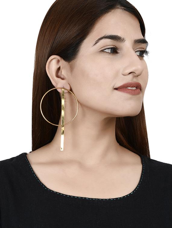 gold brass hoop earring - 17527586 - Standard Image - 3