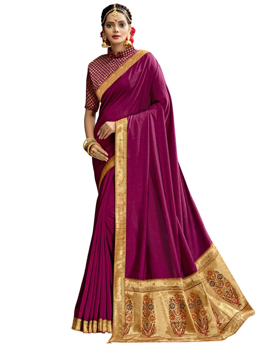 plain bordered saree  - 17527845 -  Zoom Image - 0
