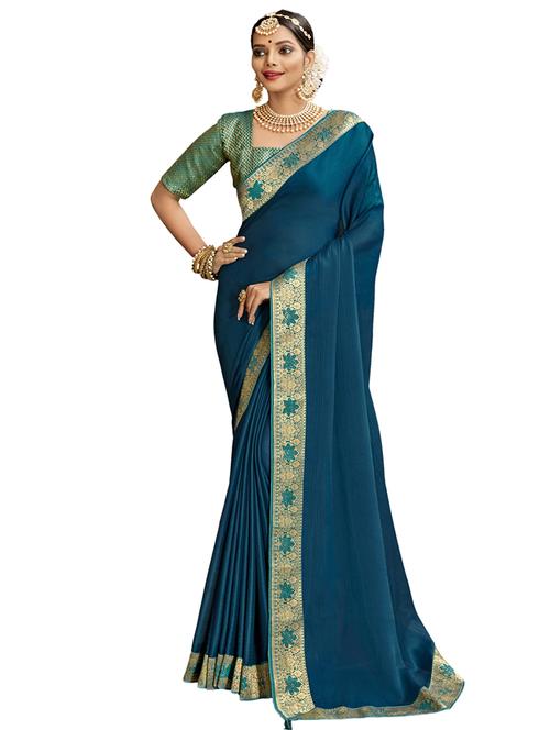 pain bordered chanderi saree with blouse - 17527970 - Standard Image - 0
