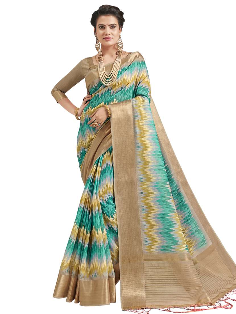 chevron printed saree with blouse - 17527995 - Zoom Image - 0
