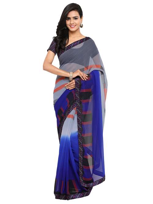 lace border printed saree with blouse - 17528004 -  Standard Image - 0