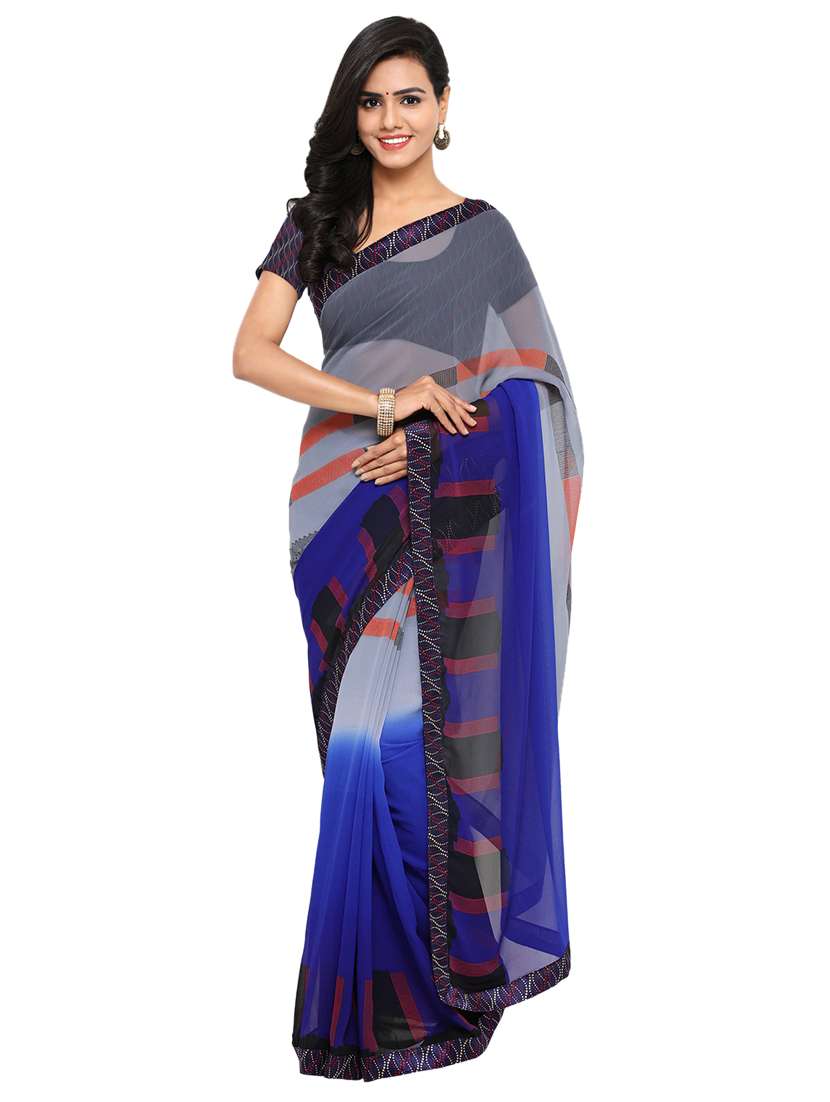 lace border printed saree with blouse - 17528004 -  Zoom Image - 0