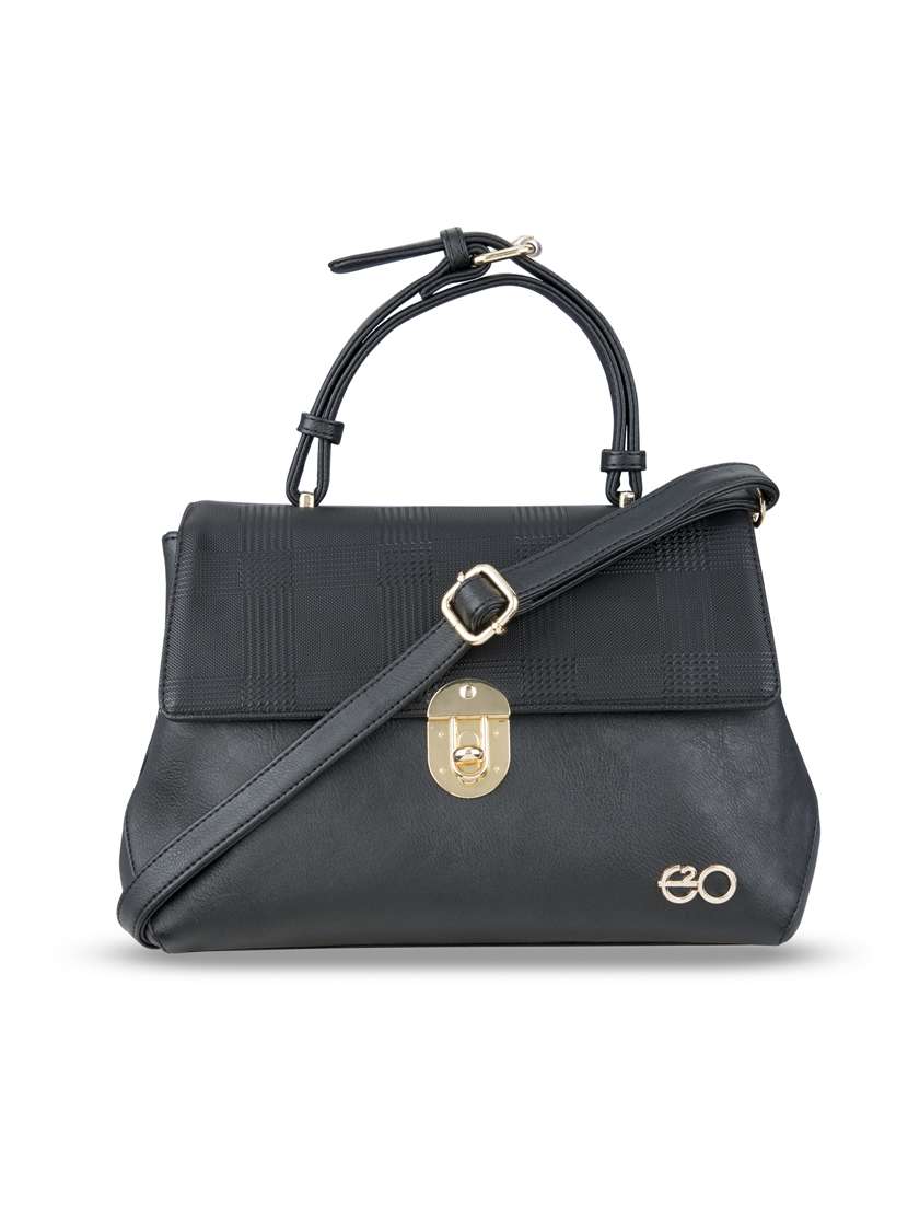 black leatherette (pu) regular satchel