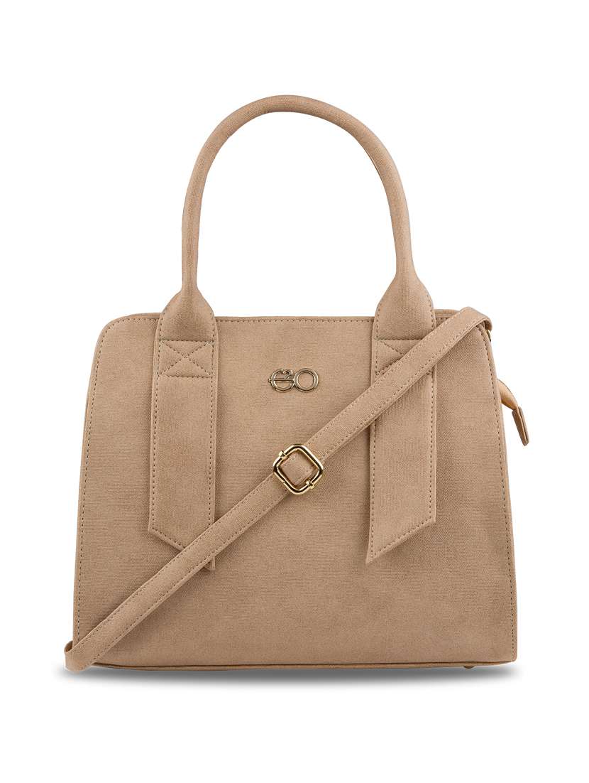 beige leatherette (pu) regular satchel