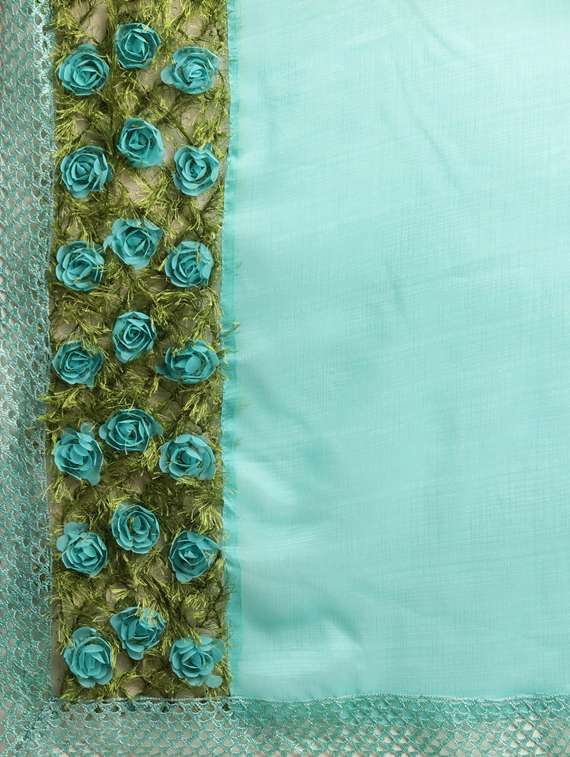 women's bordered turquoise colored saree - 17528603 - Standard Image - 3