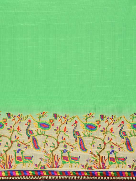 women's bordered green colored saree with blouse - 17528623 -  Standard Image - 3