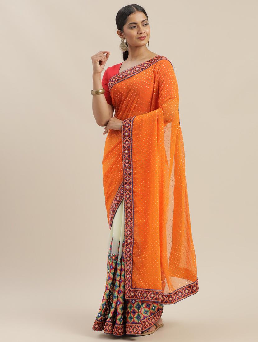 solid half & half saree - 17528629 - Zoom Image - 0