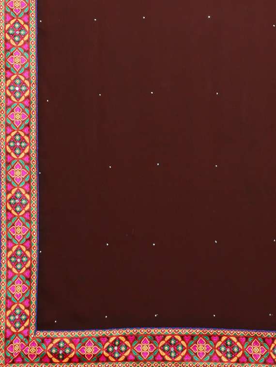 women's ethnic motifs brown colored saree - 17528633 -  Standard Image - 3