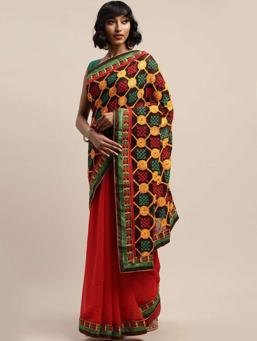women's embroidered saree with blouse