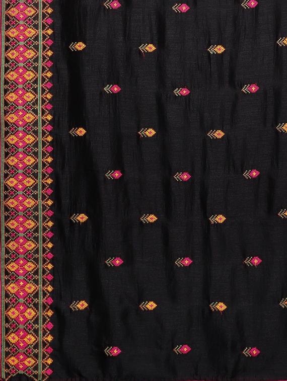 embroidered bordered saree with blouse - 17528649 - Standard Image - 3