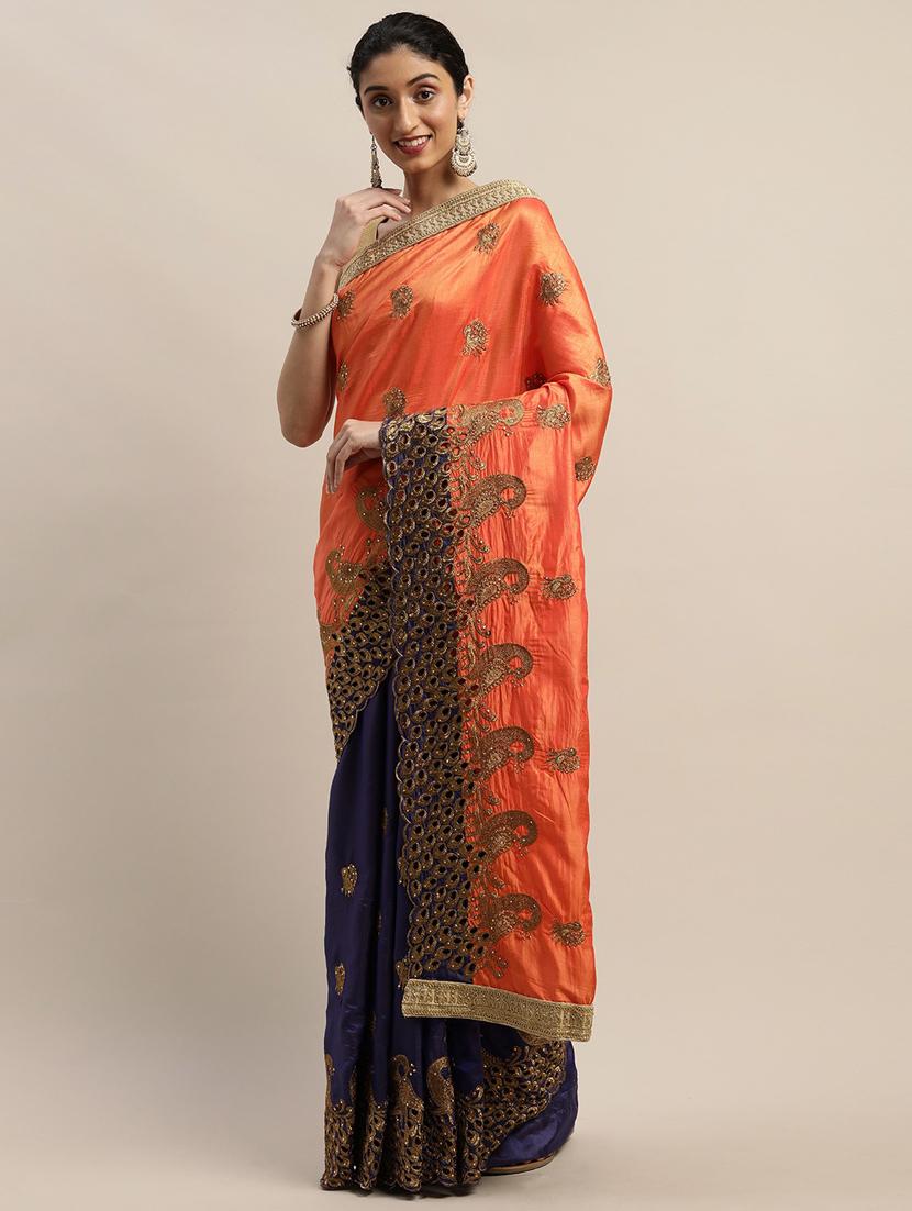 half & half embroidered saree - 17528654 -  Zoom Image - 0