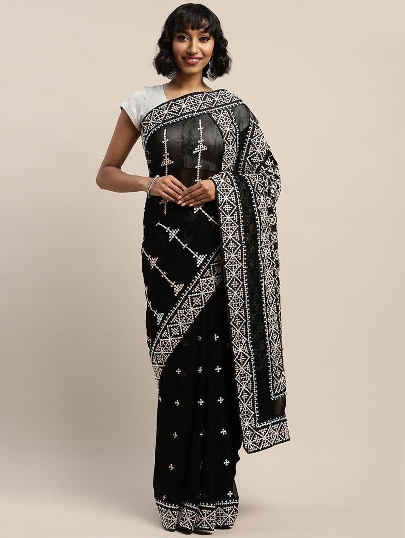 women's embroidered saree with blouse - 17528658 - Zoom Image - 0