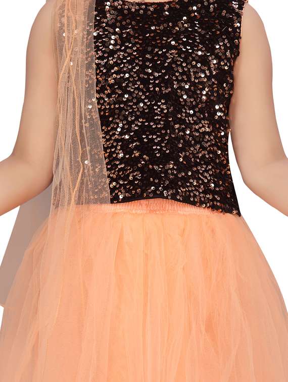 orange cotton blend lehnga choli - 17529004 -  Standard Image - 3