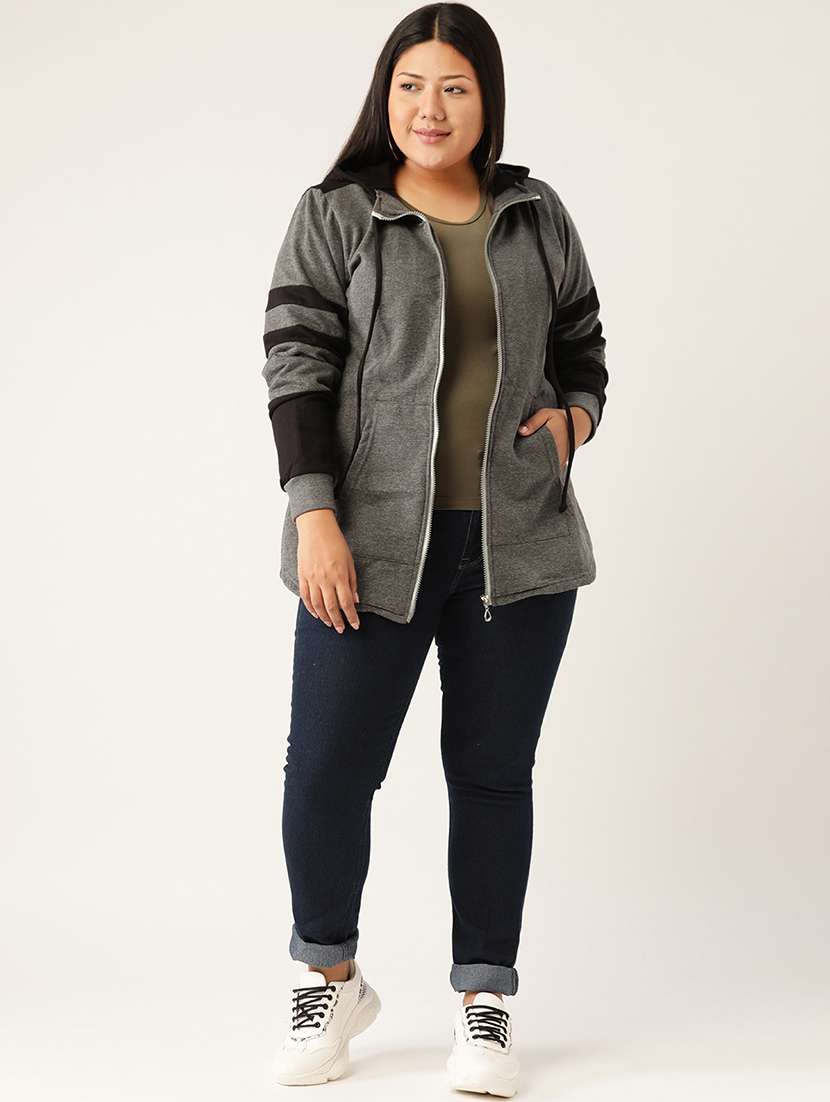 women color block long sleeve hooded sweatshirt - 17529997 -  Standard Image - 3