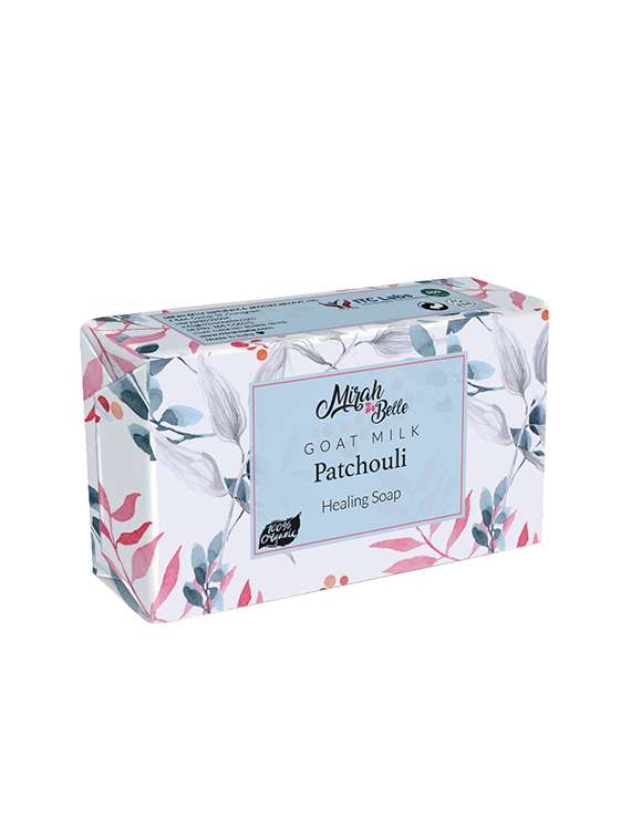 mirah belle - organic goat milk, patchouli healing soap bar - blemished, acne & infection prone skin, 125 gm