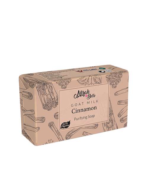 mirah belle - organic goat milk, cinnamon purifying soap bar - oily & infection prone skin. sls, paraben, gmo-free, 125 gm - 17530650 - Standard Image - 0