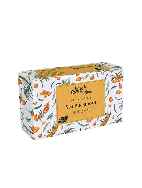 mirah belle - organic sea buckthorn healing soap bar - damaged, ailing & infection prone skin, 125 gm