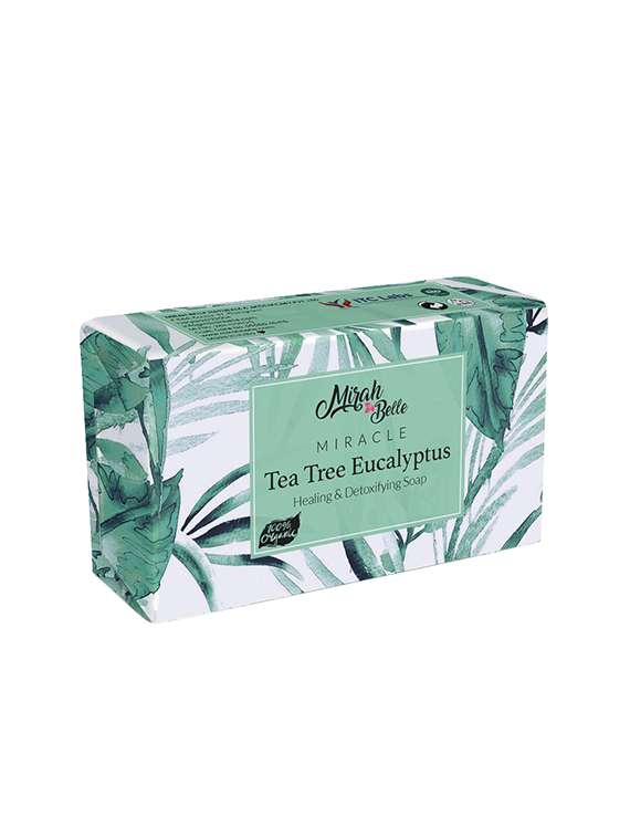 mirah belle - organic tea tree - eucalyptus healing soap bar - inflamed, acne prone and infected skin, 125 gm