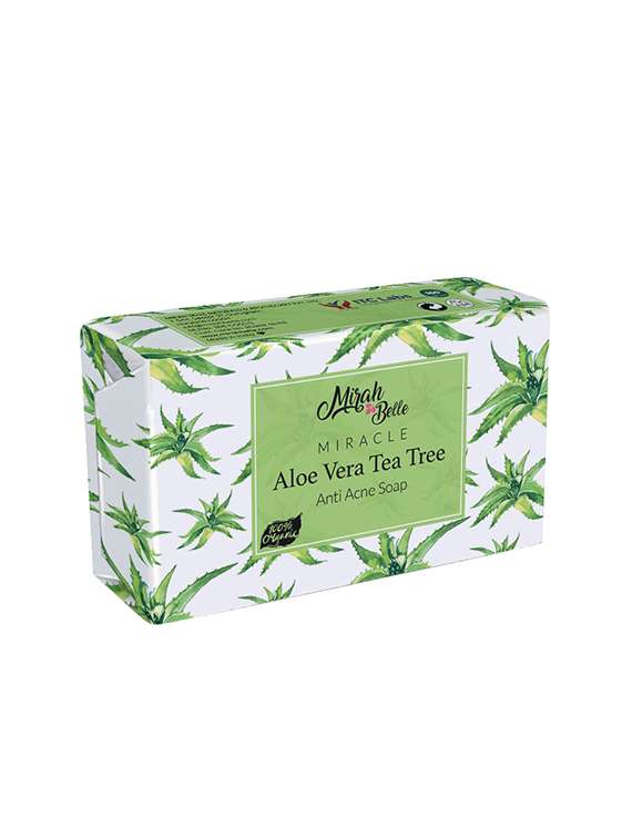 mirah belle - organic aloe vera - tea tree anti acne soap bar - sls, paraben, gmo-free , 125 gm - 17530659 - Zoom Image - 0